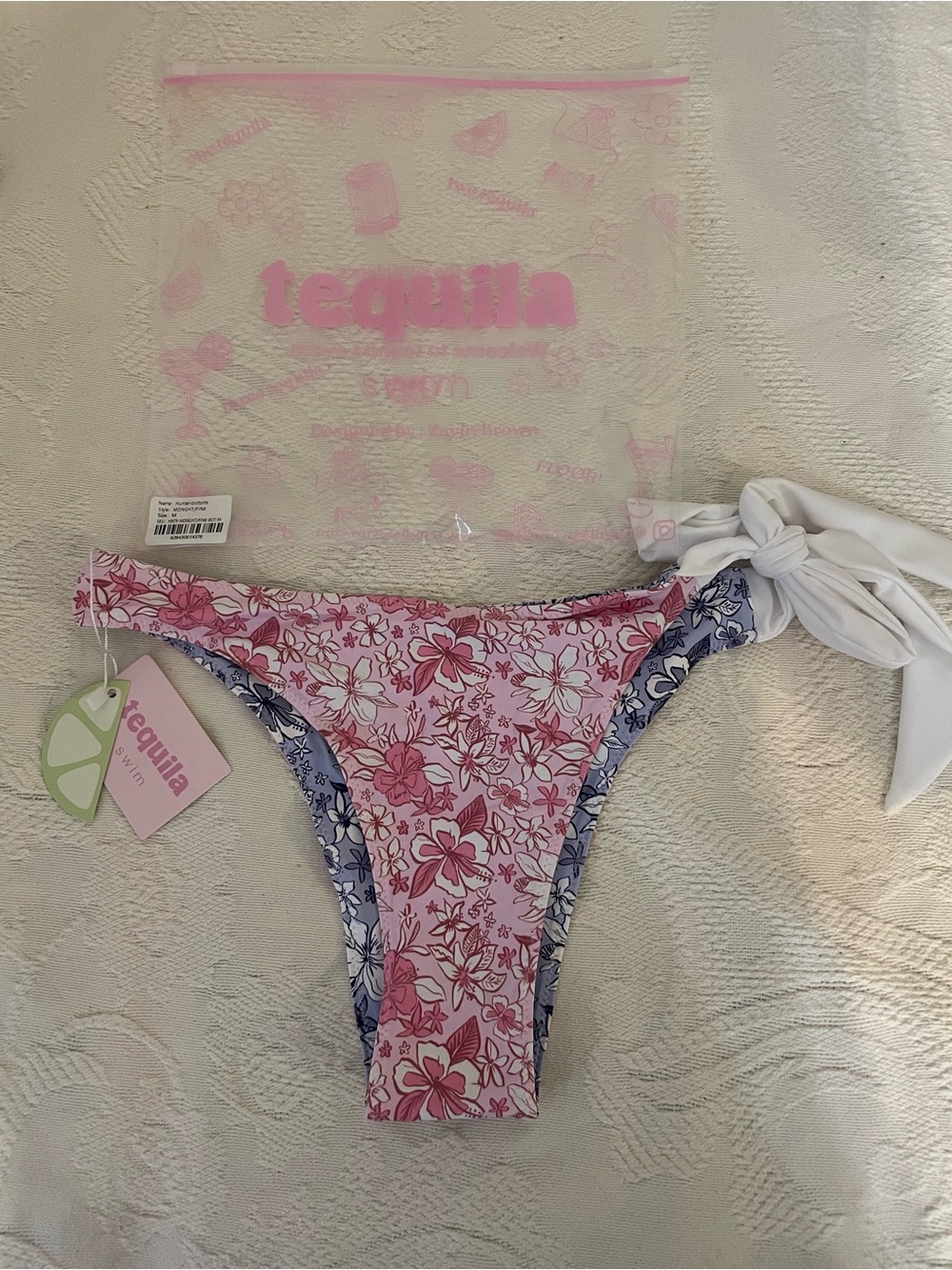 Tequila Swim Pink/Blue Reversible Floral Tie-Side Bikini Bottoms